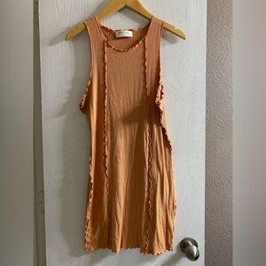 Native Daughters  Orange Sleeveless Ribbed Mini Dress Shirt Women Sz Large